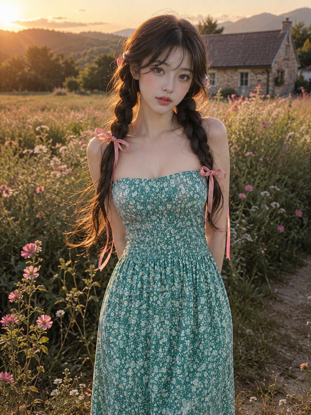 Twirl Through the Garden strapless smocked blooming floral maxi dress